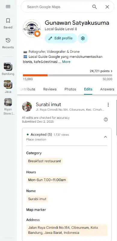 Surabi Imut Cimindi Bandung di Google Maps